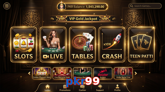 Main screen of Pkr99 casino page for PK players
