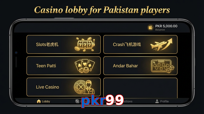 Lobby view of Pkr99 for Pakistan users